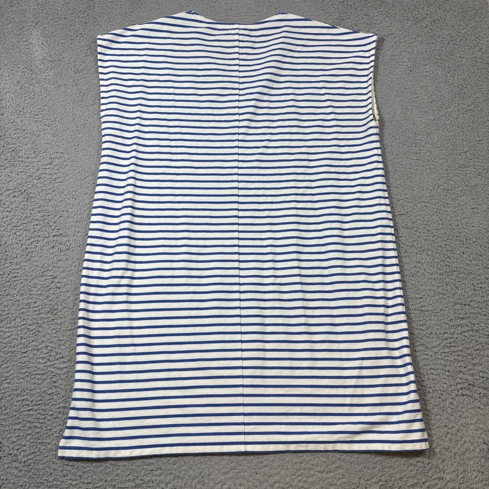 J.CREW Sz XL Striped Mini Dress Blue White V Neck Cap Sleeve Nautical Pullover - Picture 7 of 8